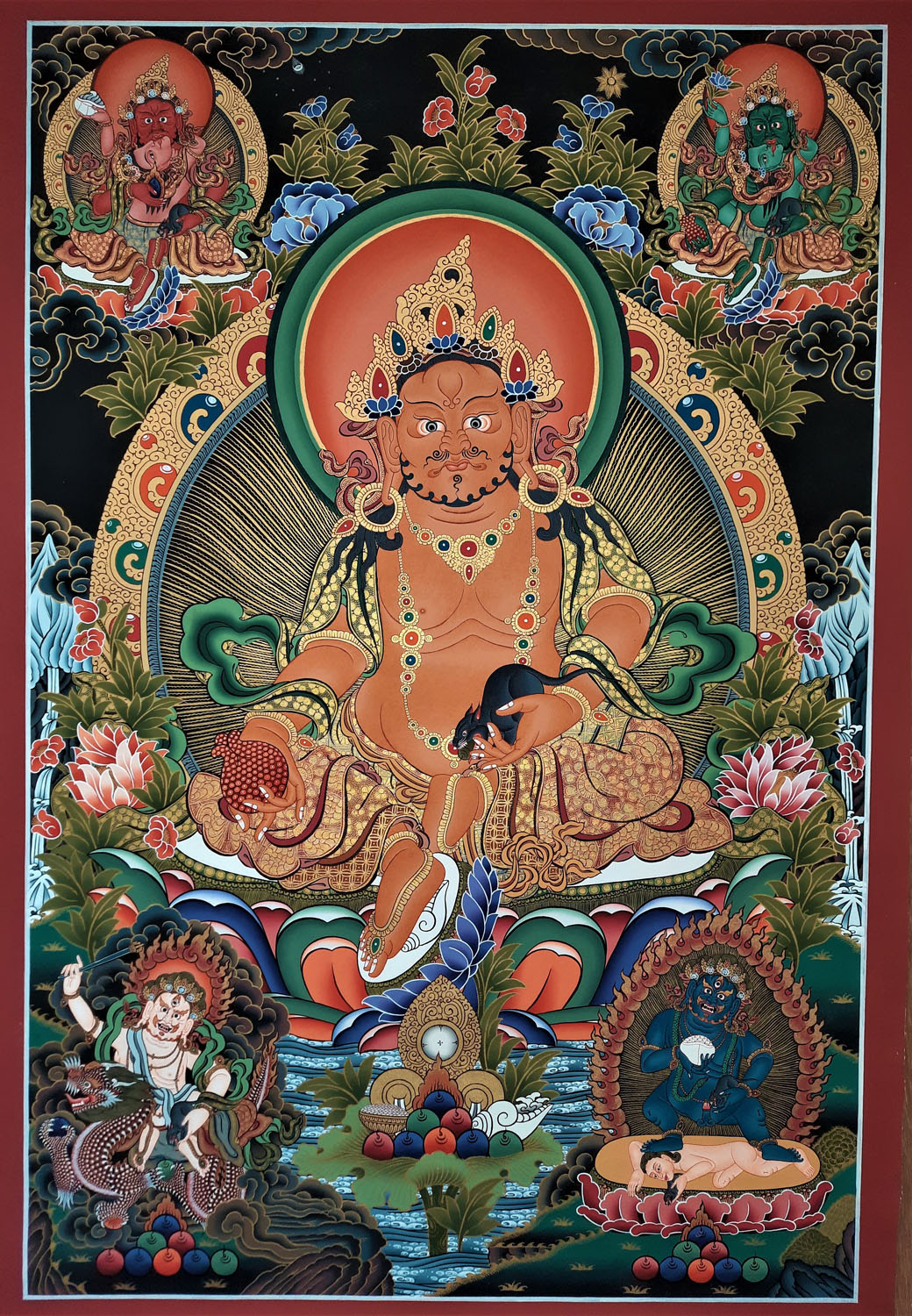 Five Jambhala Masterpiece Hand Painted Tibetan Thangka Painting