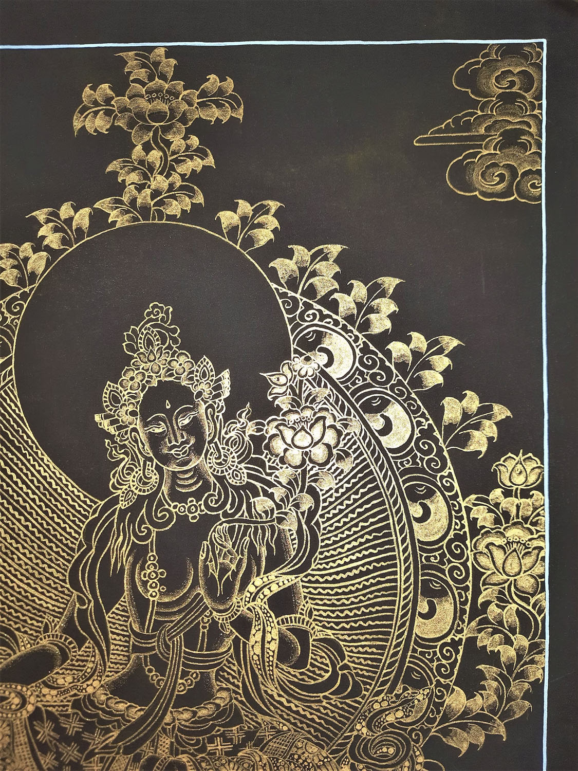 Original Hand-Painted Green Tara, Jetsün Dölma Tibetan Thangka Painting.
