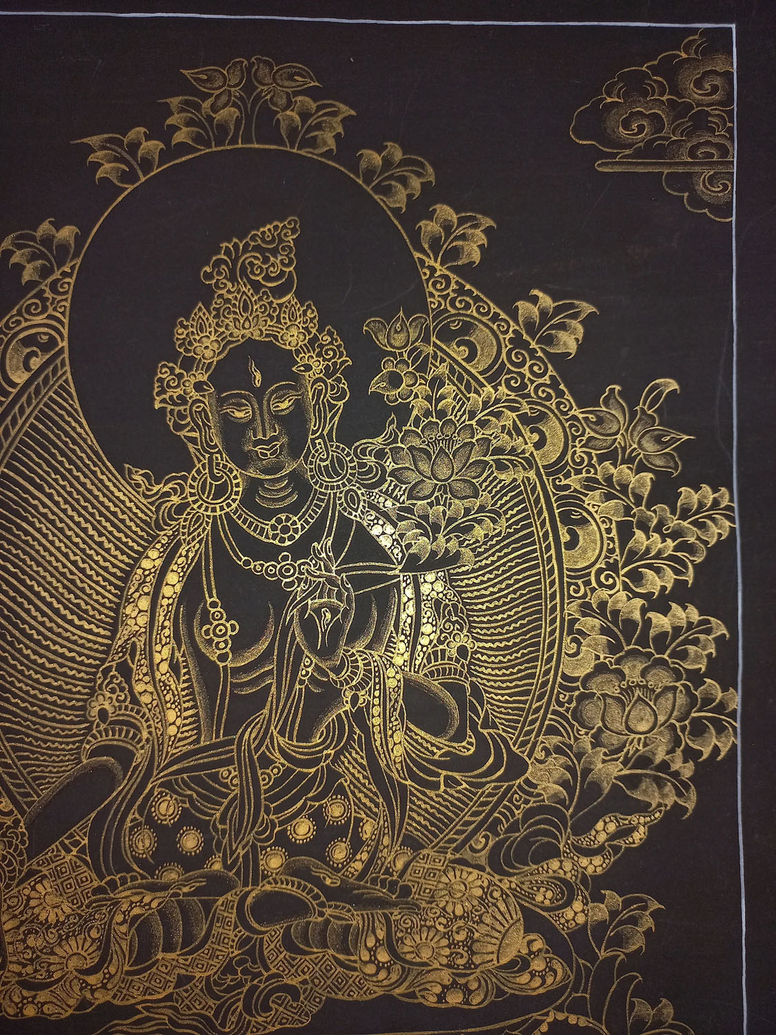 Original Hand- Painted White Tara, Mother Tara, Sgrol-ma, Tibetan Thangka Painting