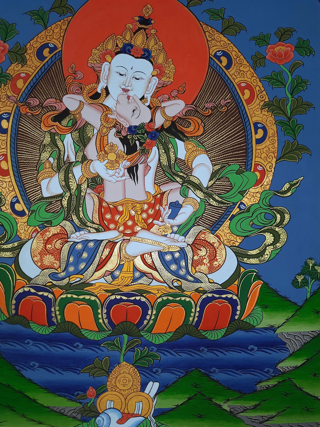 Varasattva Shakti union of wisdom and compassion Original Masterpiece Hand-Painted Tibetan Thangka Painting