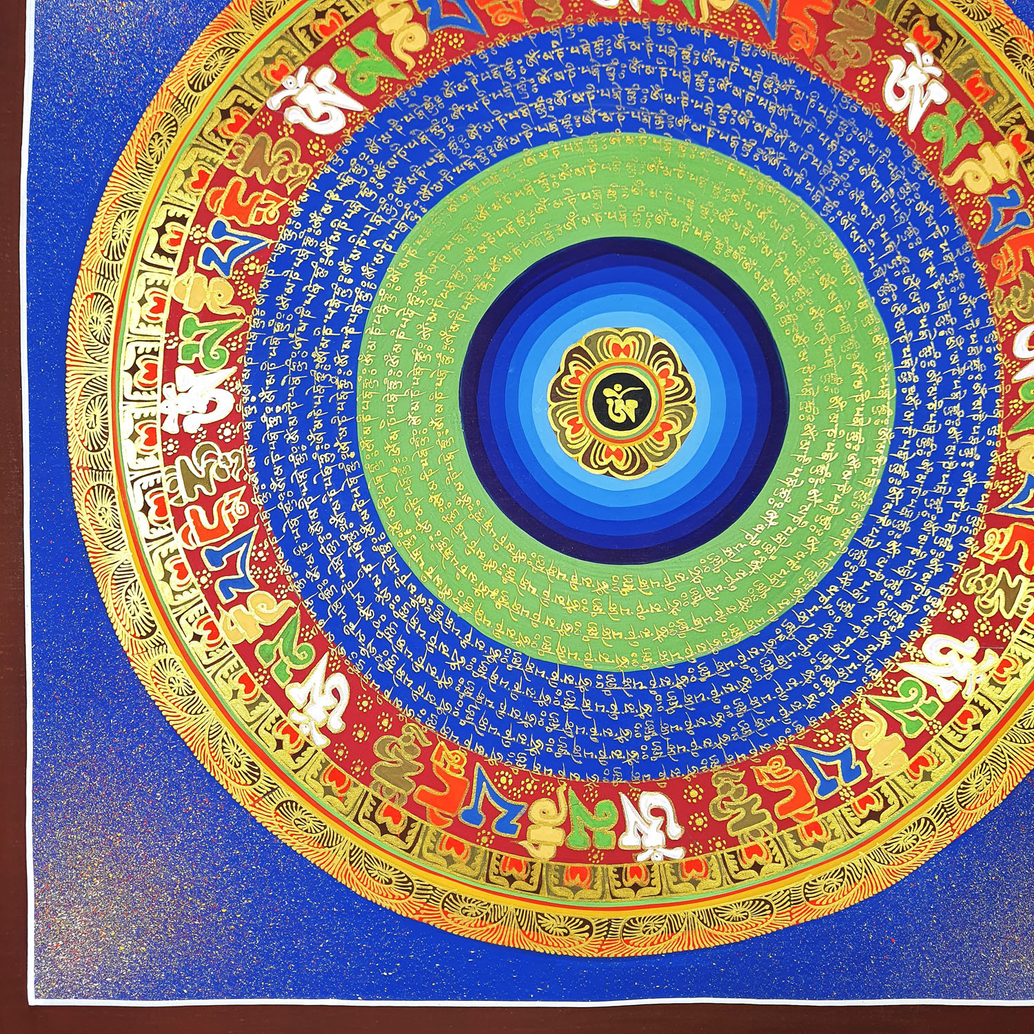 Om Mane Padme Hum Mantra Mandla Tibetan Hand-Painted Thangka Painting From Nepal